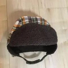 新品！防寒！ジンボリーのブラウンチェック柄ボア帽子12-18mos！雪遊びスキーのサムネイル