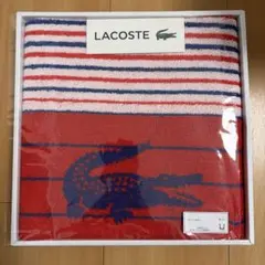 LACOSTE スポーツタオル ストライプ柄　赤