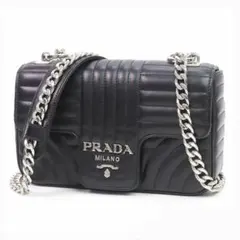 極美品 PRADA キルティングWジップ チェーンウォレット ローマ字 