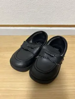 子供用黒のフォーマルシューズ 15.0EE ベルト付き
