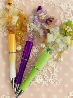 purple⁑紫⁑ ⁑春満開✿オリジナルカスタムボールペン⁑小花チャーム付き