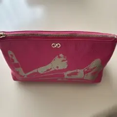 ピンク レザー ポーチ シルバーグラフィック　COLEHAAN