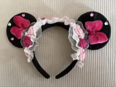 ディズニーリゾート　カチューシャ　ミニー　薔薇　ピンク　レース