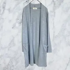 13098 アルマデザイン ロングカーディガン M グレー 水色 冷房対策 羽織