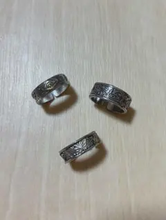 メンズ リング 3点セット シルバー ビンテージ15号、13号