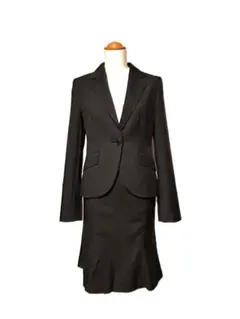 S906★アンタイトル スカートスーツ春夏秋 上2下1黒 面接 就活セットアップ