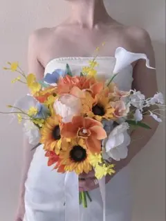 アーティフィシャルフラワーブーケ オレンジブーケ 前撮り 結婚