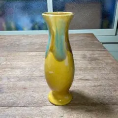 ヴィンテージ陶器1950年花器一輪挿しスカイブルーグリーン