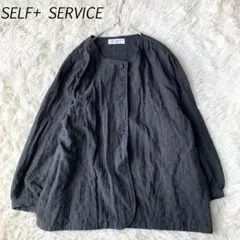 セルフサービス 長袖ブラウス ノーカラー （L) ストレッチ シンプル すっきりのサムネイル