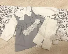 【美品】Bebe ジャンパースカート 女の子 ベビードレス フルコーデ 4点