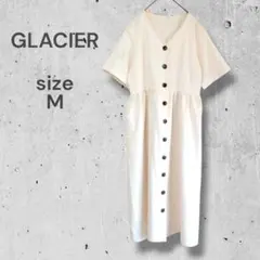 GLACIER ロングシャツワンピース 羽織り 半袖　M アイボリー 春夏 古着