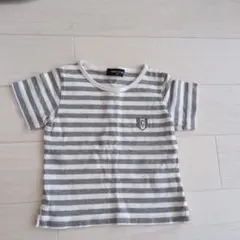 COMME CA ISM グレー/ホワイトストライプ Tシャツ 90cm