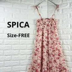 SPICA スピーガ 花柄 シャーリング キャミワンピース ピンク FREEのサムネイル