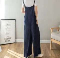 ネイビー ストライプ サロペット