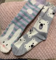 ルームソックス 2足セットシロクマ ウサギ 動物 靴下