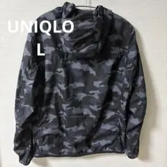 【UNIQLO】ユニクロポケッタブルナイロンパーカー迷彩柄ネイビーメンズL