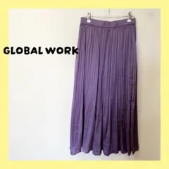 ☆GLOBAL WORKパープル プリーツロングスカート