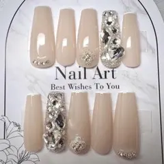 現品【ワンホンネイル】ネイルチップ ロング 韓国 量産型 ちゅるん ベージュ