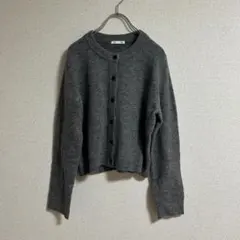 GU ジーユー パフニット クルーネック カーディガン グレー M ふわふわ