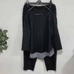 COMME CA ISM 七分袖 ストライプブラウス パンツスーツ ブラック M