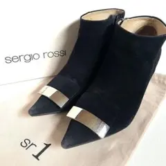 箱付き＊セルジオロッシ sr1 スエード ショートブーツ 黒 36