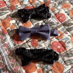 蝶ネクタイ 3点セット 黒・青・水玉