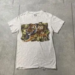 【ピチT】90s00s DELTAデルタ　アニマルプリント　虎　霜降グレー　S