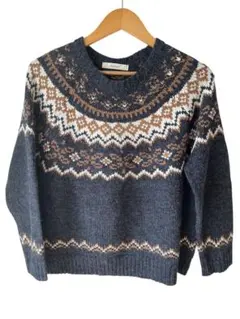 【美品】Mushroom マッシュルーム　フェアアイル柄ニット