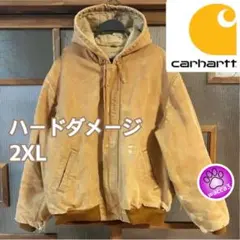 90s US古着カーハート　ダックアクティブジャケット2XL ブラウン　ダメージ