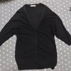 LOWRYSFARM ブラック カーディガン 五分袖 ドルマン風 黒 L