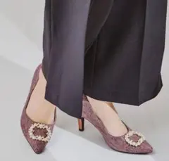 ORiental TRaffic パールバックルヒールパンプス パープル