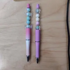 ビーズ装飾のボールペン2本セット