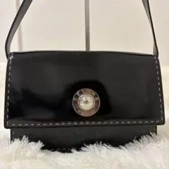 CELINE オールドセリーヌ パテントレザー ショルダーバッグ ポシェット 黒のサムネイル