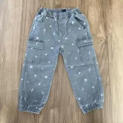 moimoi グレー パンツ 110-120 動物 カーゴ デニム