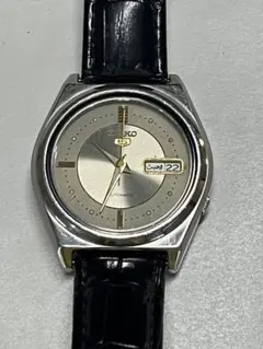 【稼働品】SEIKO 5 セイコーファイブ 自動巻き デイデイト シルバー文字盤