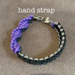 パラコード ハンドストラップ 紫 黒 グレー　ハンドメイド