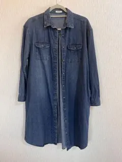 デニムシャツワンピース 長袖 ロング丈