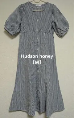 Hudson honey ストライプ柄 半袖シャツワンピース