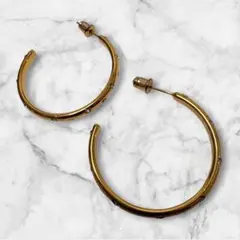 極美品✨️ セレクトショップ購入 ラインストーン ゴールドフープピアスのサムネイル