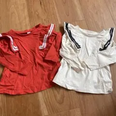 フリル付き長袖Tシャツ2枚セット