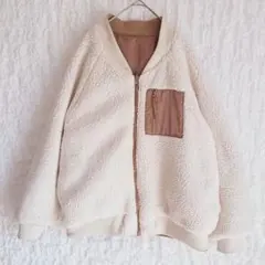 キューティーブロンド ボアジャンパー リバーシブル L アイボリー ベージュ