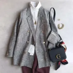 新品▲MilaOwen ミラ オーウェン//金ボタンツイードダブルジャケット