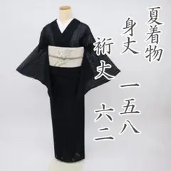 洗える夏着物】絽 小紋＊長尺 花柄 トールサイズ 黒ブラック 化繊