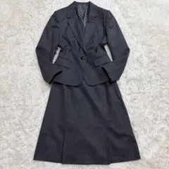 美品 n-line エヌライン シルク ストライプ ストレッチ グレー 7号のサムネイル