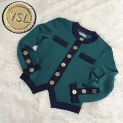 Yves Saint Laurent イヴサンローラン　ブルー　カーディガン イヴ・サンローラン ブルーカーディガン未使用品 Msize - メルカリ