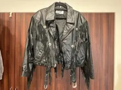 【極希少】80s Czar 本革 フリンジ レザージャケット 完品 L相当 黒