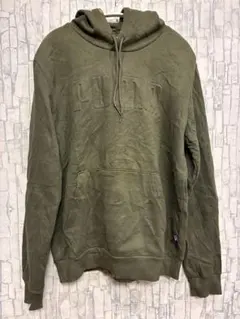 PUMA プーマ 緑 フード付きパーカー 【S】 立体ロゴ スウェット カーキ