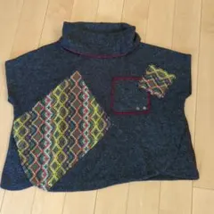 レディース服　ミセス　トップス　半袖チュニック　オフタートル