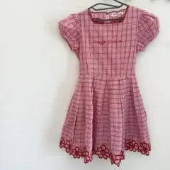 mezzo piano ワンピース 130 チェックピンク メゾピアノ レトロ