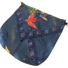 和風柄 巾着袋 折り鶴と花柄 ハンドメイド